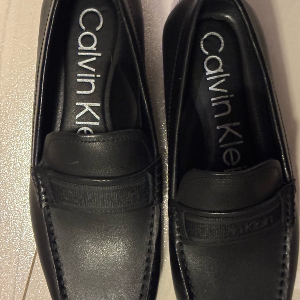 Calvin Klein Men's Classic Black Slip-On Leather Loafers